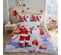 Fusion Santa & Snowy Christmas Print Multicoloured Duvet Cover Set