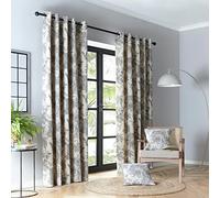 Fusion - Saranda - Pair of Eyelet Curtains - 66" Width x 90" Drop (168 x 229cm) in Charcoal