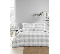 Fusion Seersucker Gingham Check Duvet Cover Set - Silver Silver