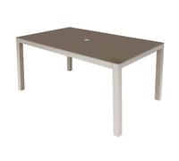 Dellonda Fusion Aluminium Garden Dining Table w/ Tempered Glass & Parasol Hole, Light Grey - DG51, Grey