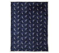 Fusion Sherpa Fleece Throw - Navy Cosmic Star & Moon Print - 150 x 200cm - Reversible - Soft Polyester Blanket for Sofa, Bed or Lounge