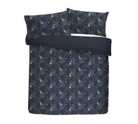 Fusion Snug Cosmic Star Duvet Cover Set, 100% Polyester, Double 200x200cm, Navy, Fleece and Sherpa, Moon and Stars Pattern