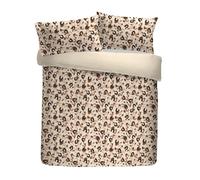 Fusion Snug Duvet Cover Set, 100% Polyester, Double Size 200x200cm, Natural, Leopard Print with Sherpa Reverse, Fleece
