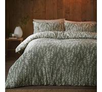 Fusion Snug Winter Foliage Double Duvet Cover Set, 100% Polyester Fleece, 200x200cm, Green, Sprig Print, 2 Pillowcases