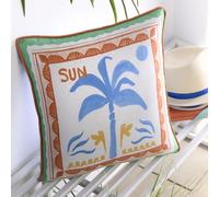 Fusion Soleil Palm Outdoor Cushion 43 x 43cm Multi - Water-Resistant Garden Design with Tropical Palm Print, Filled Pad Included
