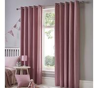 Fusion Sorbonne 100% Cotton Eyelet Lined Curtains, Blush, 90 x 90 Inch