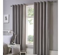 'Sorbonne' 100% Cotton Light Filtering Plain Dyed Eyelet Curtains Fusion Silver 117cm width x 183cm drop