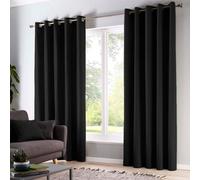 Fusion Sorbonne 100% Cotton Light Filtering Plain Dyed Black Eyelet Curtains