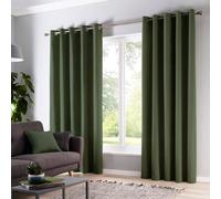 Fusion Sorbonne 100% Cotton Light Filtering Plain Dyed Bottle Green Eyelet Curtains
