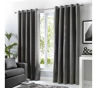 Fusion Sorbonne 100% Cotton Light Filtering Plain Dyed Charcoal Eyelet Curtains