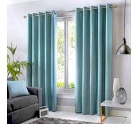 Fusion Sorbonne 100% Cotton Light Filtering Plain Dyed Duck Egg Blue Eyelet Curtains
