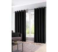 Fusion 'Sorbonne' 100% Cotton Light Filtering Plain Dyed Eyelet Curtains in Black | Size: 168 cm width x 229 cm drop Fusion Black 168 cm width x 229 cm drop
