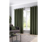 Fusion 'Sorbonne' 100% Cotton Light Filtering Plain Dyed Eyelet Curtains in Bottle Green | Size: 229 cm width x 183 cm drop Fusion Bottle Green 229 cm width x 183 cm drop