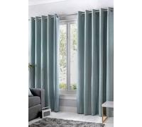 Fusion 'Sorbonne' 100% Cotton Light Filtering Plain Dyed Eyelet Curtains in Duck Egg Blue | Size: 168 cm width x 137 cm drop Fusion Duck Egg Blue 168 cm width x 137 cm drop