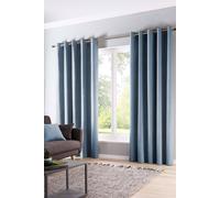 Fusion 'Sorbonne' 100% Cotton Light Filtering Plain Dyed Eyelet Curtains in Light Blue | Size: 229 cm width x 183 cm drop Fusion Light Blue 229 cm width x 183 cm drop