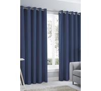 Fusion 'Sorbonne' 100% Cotton Light Filtering Plain Dyed Eyelet Curtains in Navy | Size: 117 cm width x 137 cm drop Fusion Navy 117 cm width x 137 cm drop