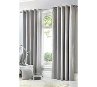 Fusion 'Sorbonne' 100% Cotton Light Filtering Plain Dyed Eyelet Curtains in Silver | Size: 168 cm width x 229 cm drop Fusion Silver 168 cm width x 229 cm drop