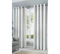 Fusion 'Sorbonne' 100% Cotton Light Filtering Plain Dyed Eyelet Curtains in White | Size: 168 cm width x 183 cm drop Fusion White 168 cm width x 183 cm drop