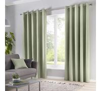 Fusion Sorbonne 100% Cotton Light Filtering Plain Dyed Green Eyelet Curtains