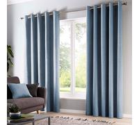 Fusion Sorbonne 100% Cotton Light Filtering Plain Dyed Light Blue Eyelet Curtains