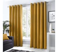 Fusion Sorbonne 100% Cotton Light Filtering Plain Dyed Mustard Eyelet Curtains
