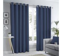 Fusion Sorbonne 100% Cotton Light Filtering Plain Dyed Navy Eyelet Curtains