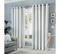 Fusion Sorbonne 100% Cotton Light Filtering Plain Dyed White Eyelet Curtains