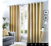 Fusion - Sorbonne - 100% Cotton Pair of Eyelet Curtains - 46" Width x 90" Drop (117 x 229cm) in Natural