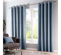 Fusion - Light Blue Curtains W46 x L54 (117 x 137cm) - Blue Eyelet Curtains - 100% Cotton Curtains for Bedroom/Living Room - Sky Blue Door Curtain - Drapes/Window Treatment - Sorbonne Collection