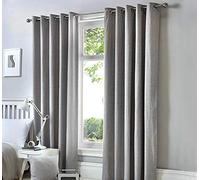 (Silver, 66 x 90 Inch) Fusion Sorbonne 100% Cotton Eyelet Lined Curtains