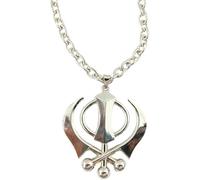 FUSION STORE Khanda Necklace/Pendant/Amulet for Men Or Women Stainless Steel Silver Sikh Symbol Jewelry,Punjabi,Khalsa