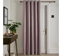 Fusion Strata Blush Thermal Eyelet Curtain - W66 x L84 (168 x 214cm) - 1 Panel - Soft Pink Cotton Drape for Bedroom, Living Room & Doors - Blackout & Soundproof - Modern Check Design
