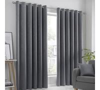 Fusion Strata Charcoal Triple-Woven Dimout Eyelet Curtains