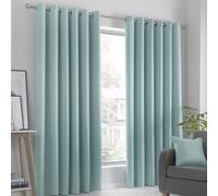 Fusion Strata Dim-out Eyelet Curtains - Duck Egg - 168x229cm