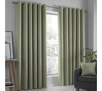 Fusion Strata Dim-out Eyelet Curtains - Green - 229x229cm