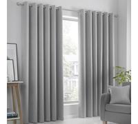Fusion Strata Dim-out Eyelet Curtains - Silver - 229x183cm