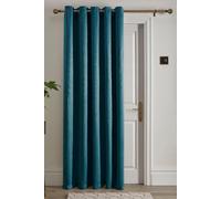 Fusion 'Strata' Dim out woven Eyelet Single Panel Door Curtain in Dark Green | Size: 168 cm width x 214 cm drop Fusion Dark Green 168 cm width x 214 cm drop
