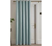 'Strata' Dim out woven Eyelet Single Panel Door Curtain Fusion Duck Egg Blue 168cm width x 214cm drop