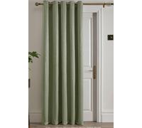 Fusion 'Strata' Dim out woven Eyelet Single Panel Door Curtain in Green | Size: 168 cm width x 214 cm drop Fusion Green 168 cm width x 214 cm drop
