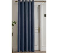 Fusion 'Strata' Dim out woven Eyelet Single Panel Door Curtain in Navy | Size: 168 cm width x 214 cm drop Fusion Navy 168 cm width x 214 cm drop