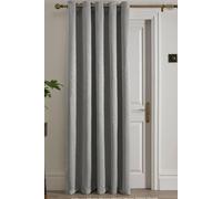 Fusion 'Strata' Dim out woven Eyelet Single Panel Door Curtain in Silver | Size: 168 cm width x 214 cm drop Fusion Silver 168 cm width x 214 cm drop