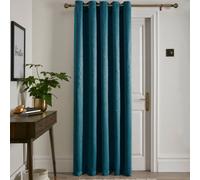 Fusion Strata Dim Out Woven Forest Green Eyelet Single Panel Door Curtain
