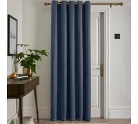 Fusion Strata Dim Out Woven Navy Eyelet Single Panel Door Curtain