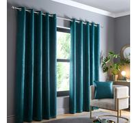 'Strata' Triple-Woven Dimout Eyelet Curtains Fusion Dark Green 229cm width x 229cm drop