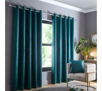 Fusion 'Strata' Triple-Woven Dimout Eyelet Curtains in Dark Green | Size: 168 cm width x 229 cm drop Fusion Dark Green 168 cm width x 229 cm drop