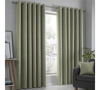 Fusion Strata Green Triple-Woven Dimout Eyelet Curtains