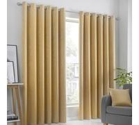 Fusion Strata Dim-Out Eyelet Curtains Ochre