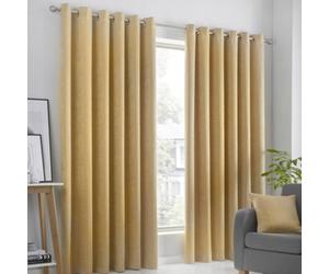 Fusion Strata Mustard Triple-Woven Dimout Eyelet Curtains