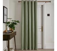 Fusion Strata - Sage Green Thermal Eyelet Curtain - W66 x L84 (168 x 213cm) - 1 Panel - Insulated Single Curtain - Bedroom/Living Room/Door Drapes - Modern Home Decor