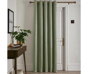 Fusion Strata - Sage Green Thermal Eyelet Curtain - W66 x L84 (168 x 213cm) - 1 Panel - Insulated Single Curtain - Bedroom/Living Room/Door Drapes - Modern Home Decor